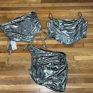 Bundle of 3 Silver Metallic Tank Tops